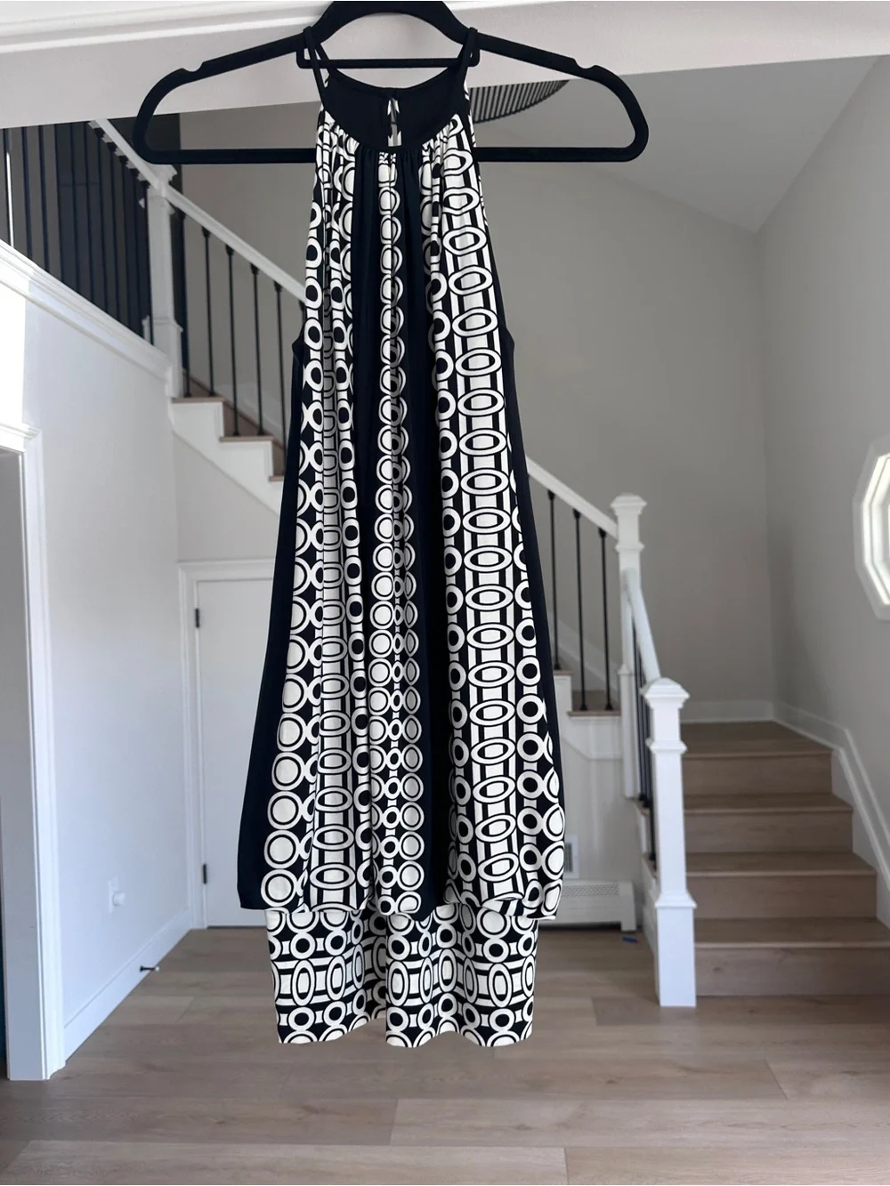 Maggy London Black and White Halter Mini Dress